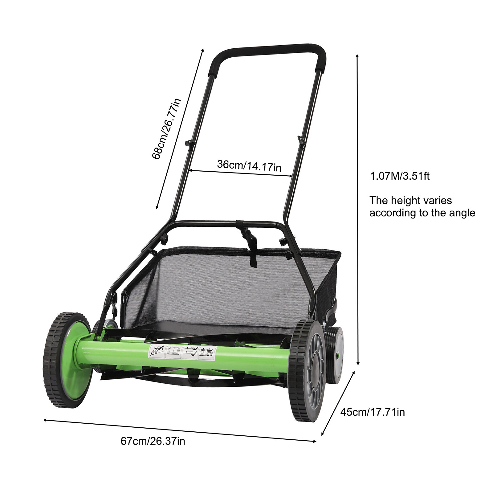 20″ Lawn Mower Grass Cutter Machine with Collection BoxPush Reel Mower 5-Blade