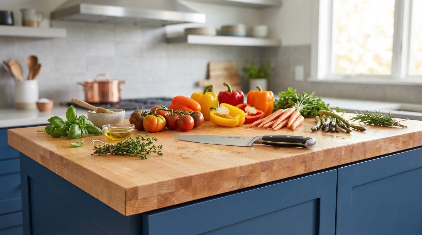 30 in. x 48 in. x 1.5 in. Solid Maple Butcher Block Countertop