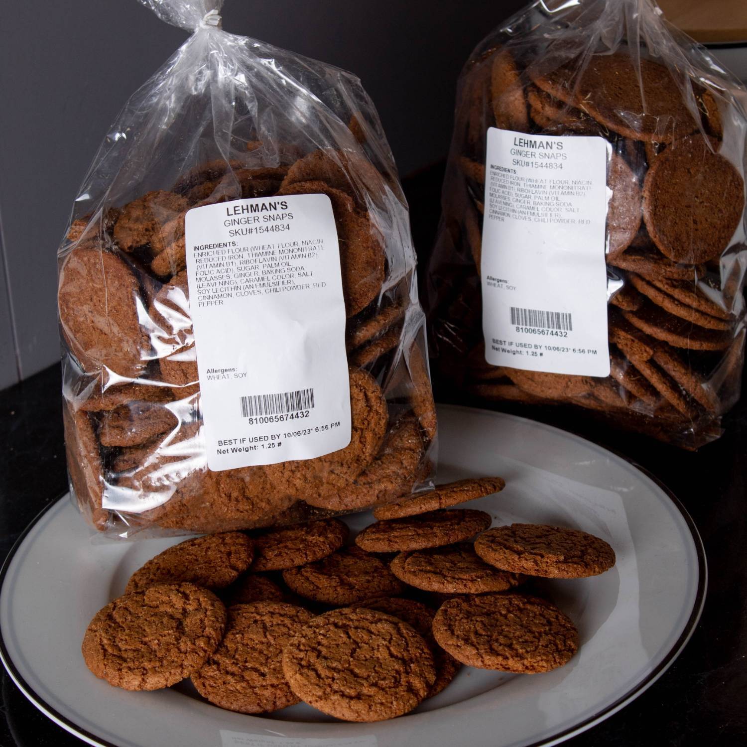 Lehman’s Ginger Snaps Cookies, Crispy Crunchy Classic, 2 Pack of 1.25 lb Bags