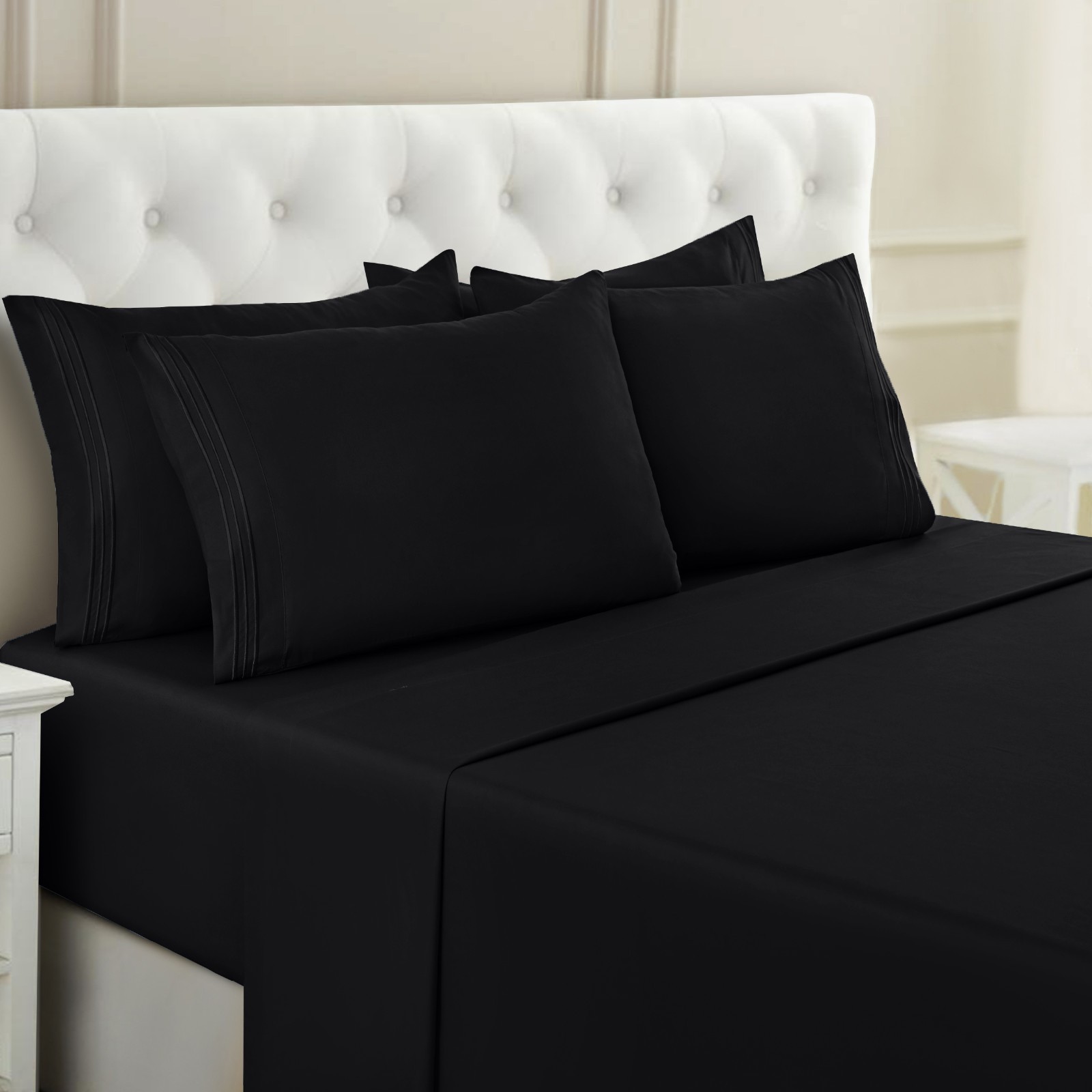 1800 Series 6 Piece Bed Sheet Set Soft Deep Pocket Twin King Queen Full Sheets