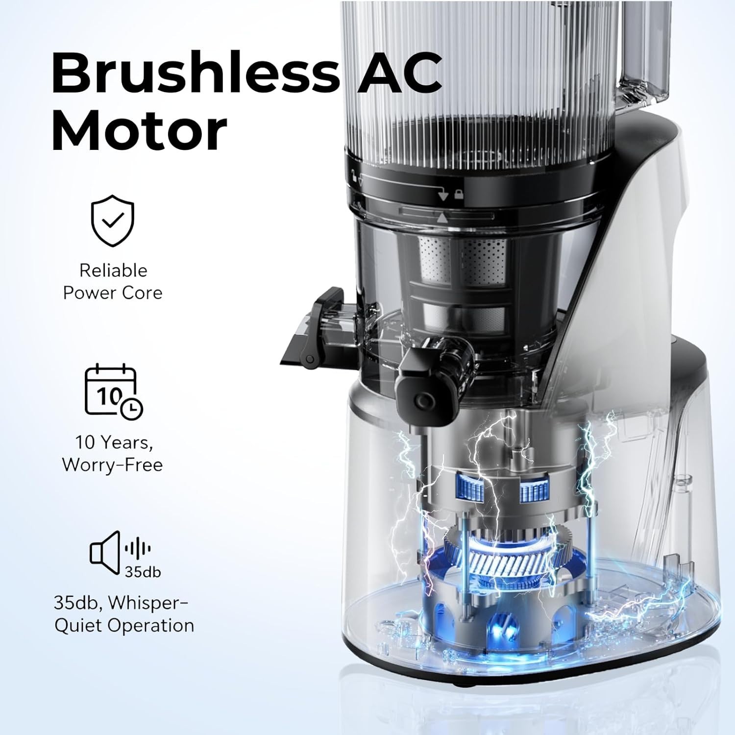 High-Performance Cold Press Juicer: 250W Motor, 100oz with Dishwasher Safe Parts