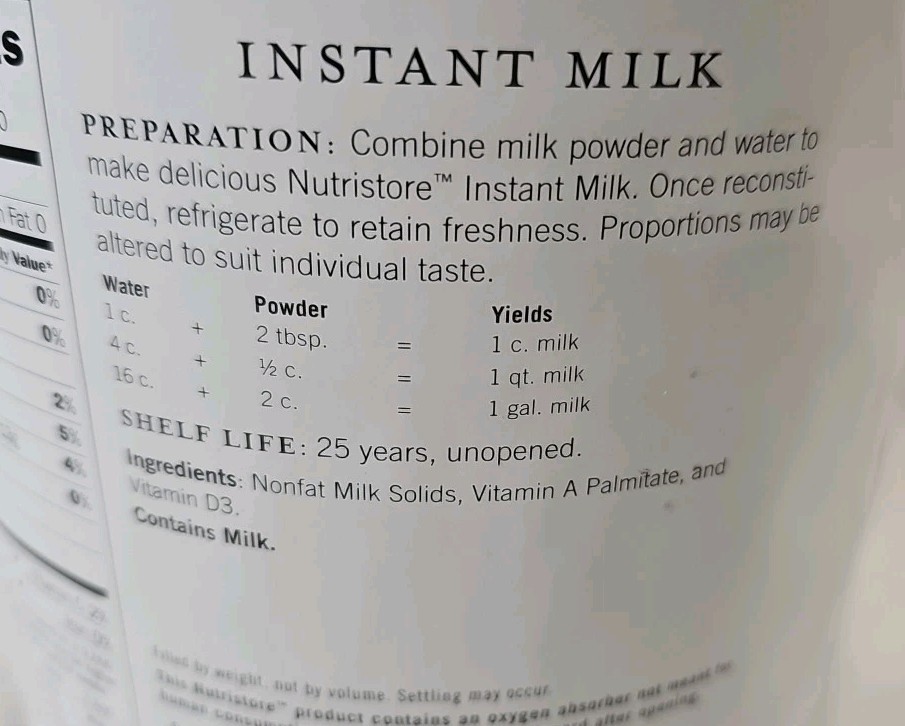NutriStore Instant Milk 2.9 lb Sealed Can 25 Year Shelf Life Mfg Date 9/2015