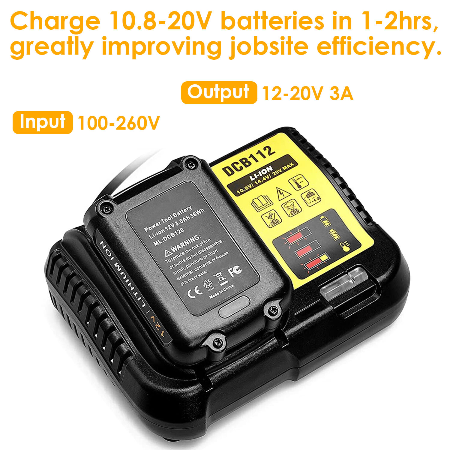 Battery Charger Replacement Fit for Dewalt 10.8-20V DCB107 DCB101 DCB200 DCB205