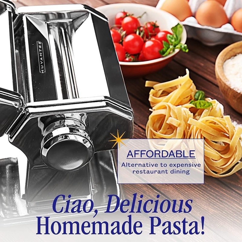 Stainless Steel Pasta Maker W/ 7 Thickness Settings & 2 Cutting Blades New