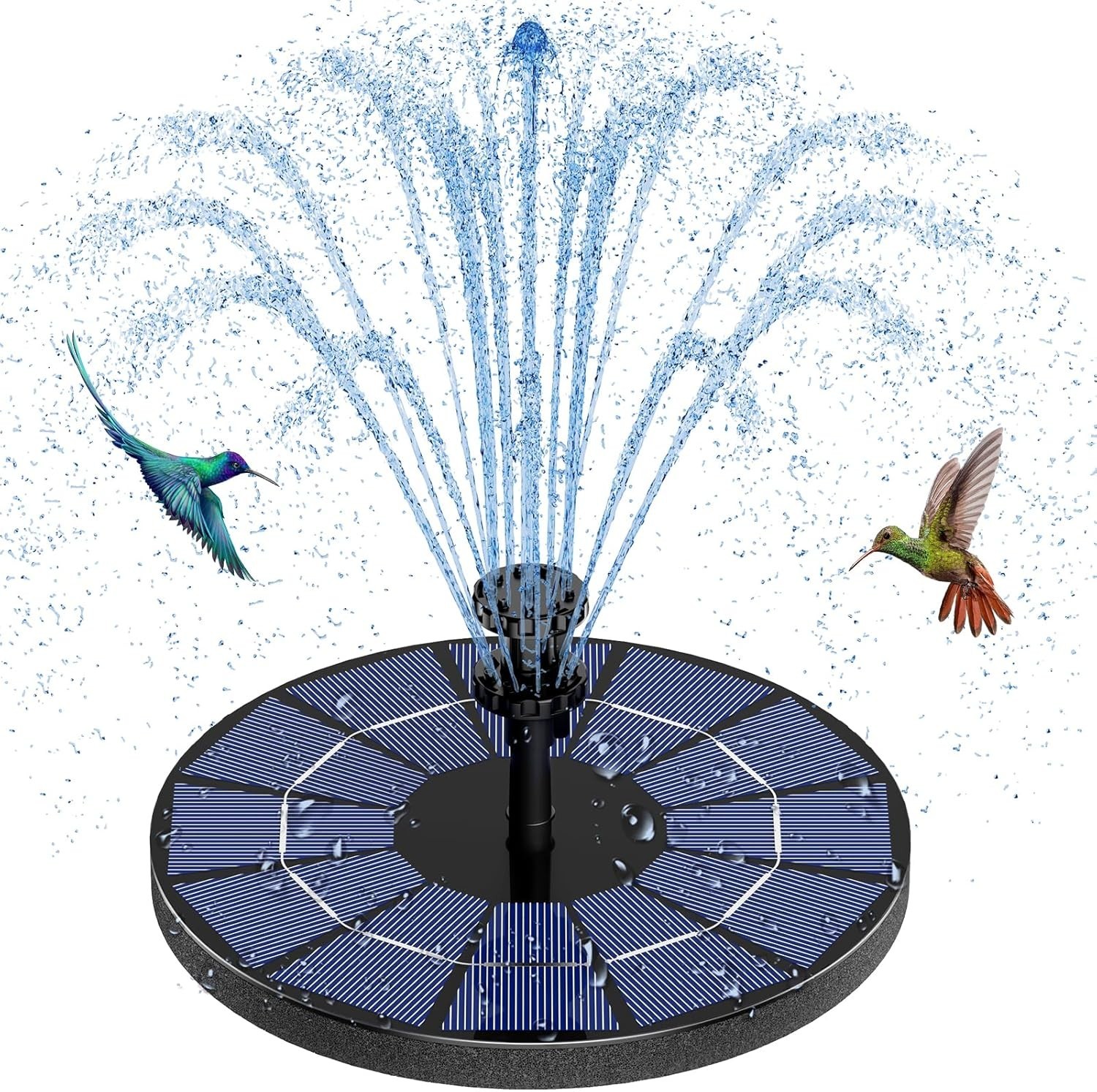 3.5W Solar Fountain Pump Built-in 1500mAh Battery, Solar Bird Bath Fountain w…