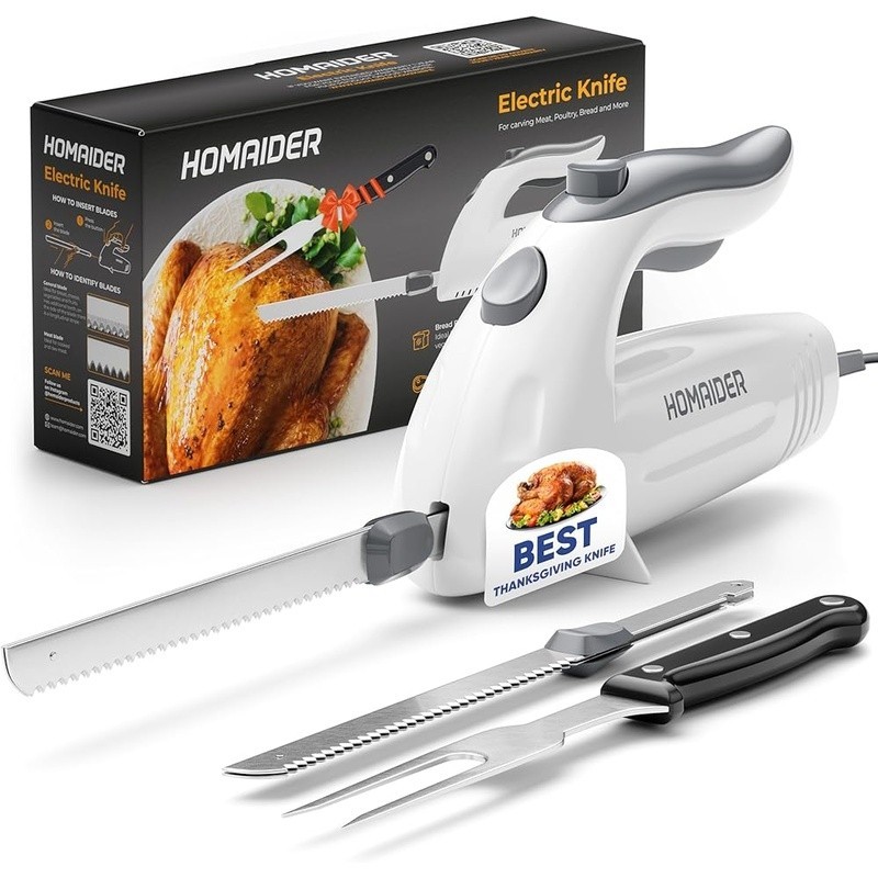 Electric Carving Knife Easy Slicing Ergonomic Dual Safety Lock Meat Bread Set US