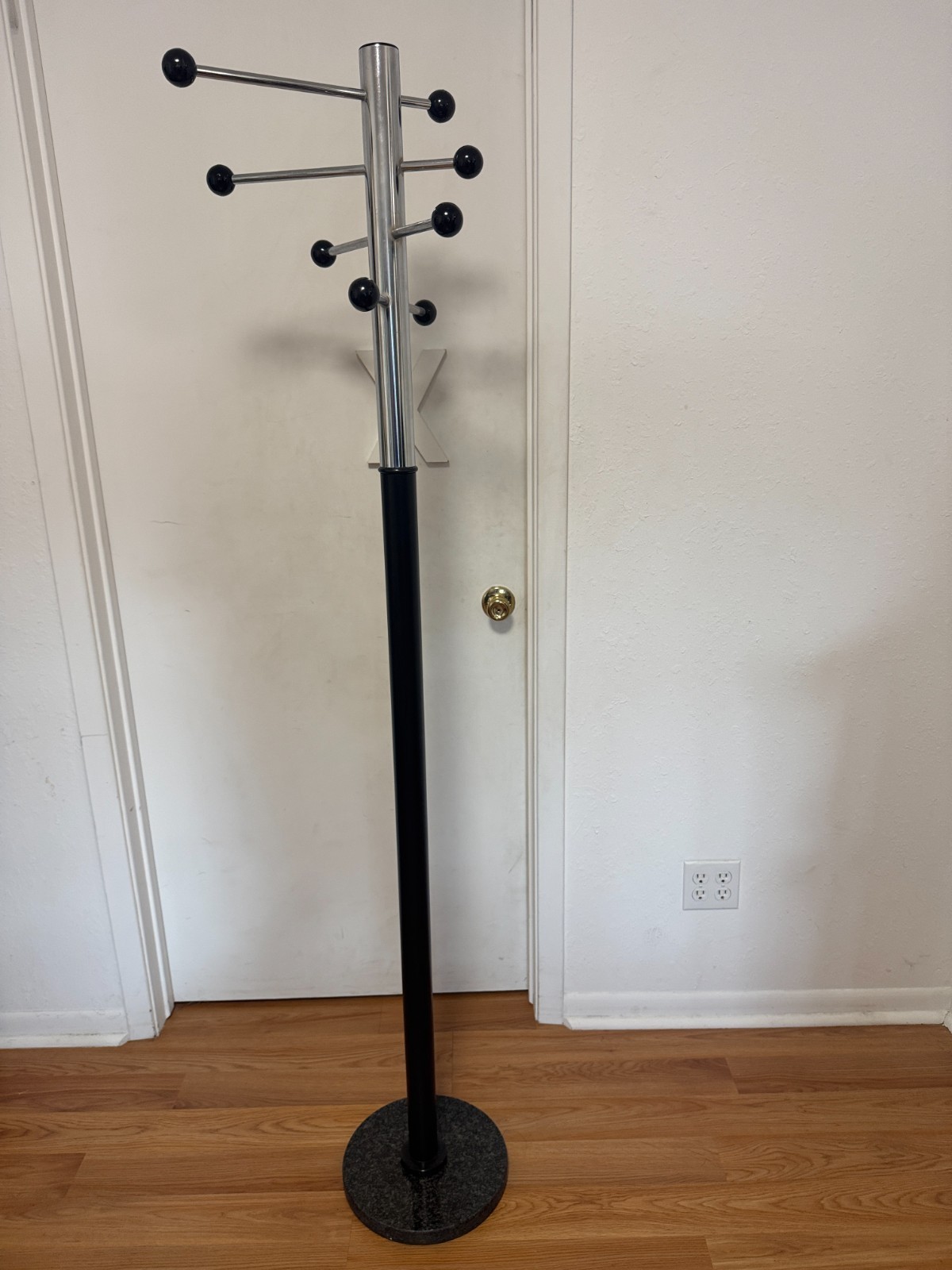 Rare vintage Standing 12″ marble base Coat Rack Space Age MCM Italian Atomic 69″
