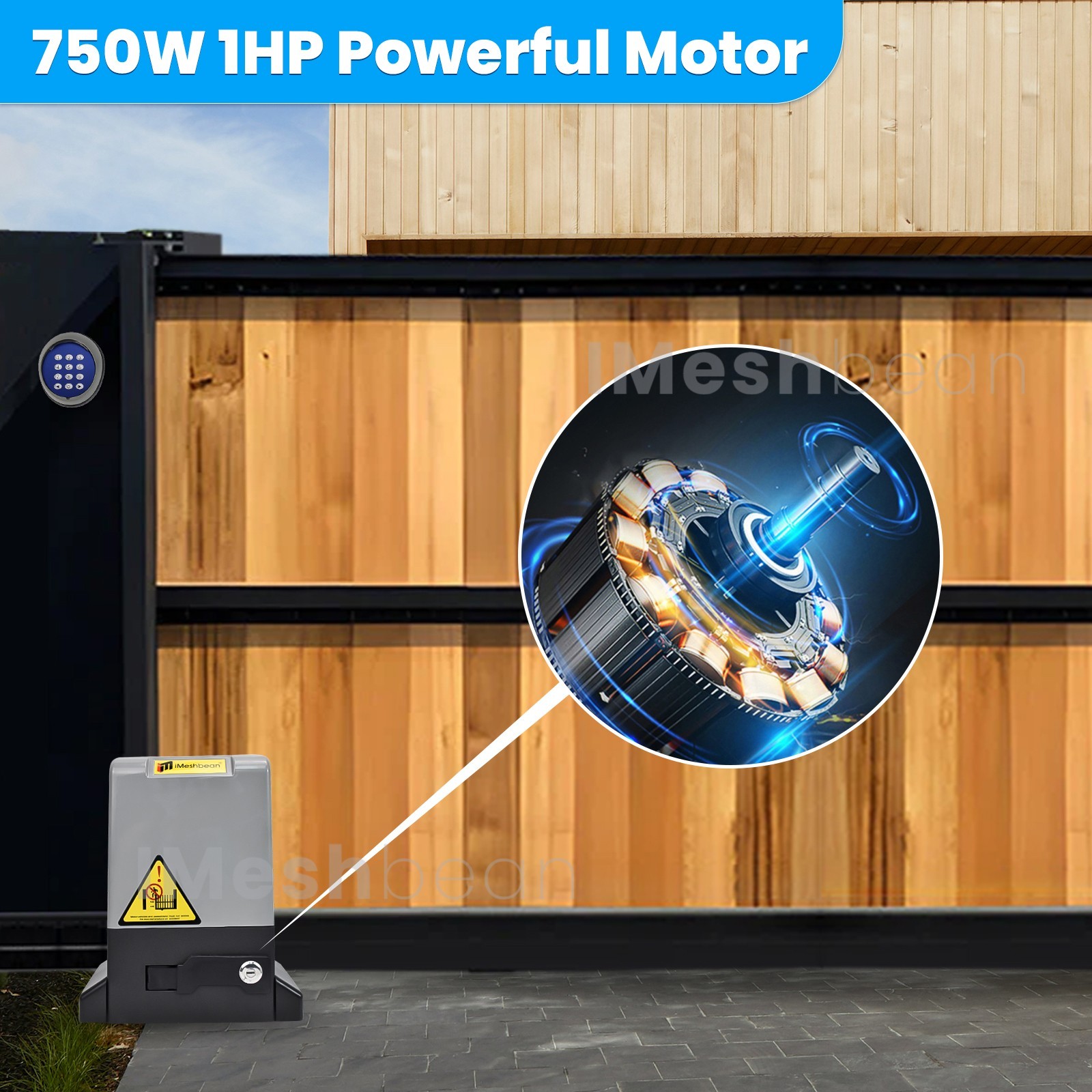 1.6HP 5000LBS Automatic Electric Sliding Gate Opener Kit APP Keypad 4 Remotes