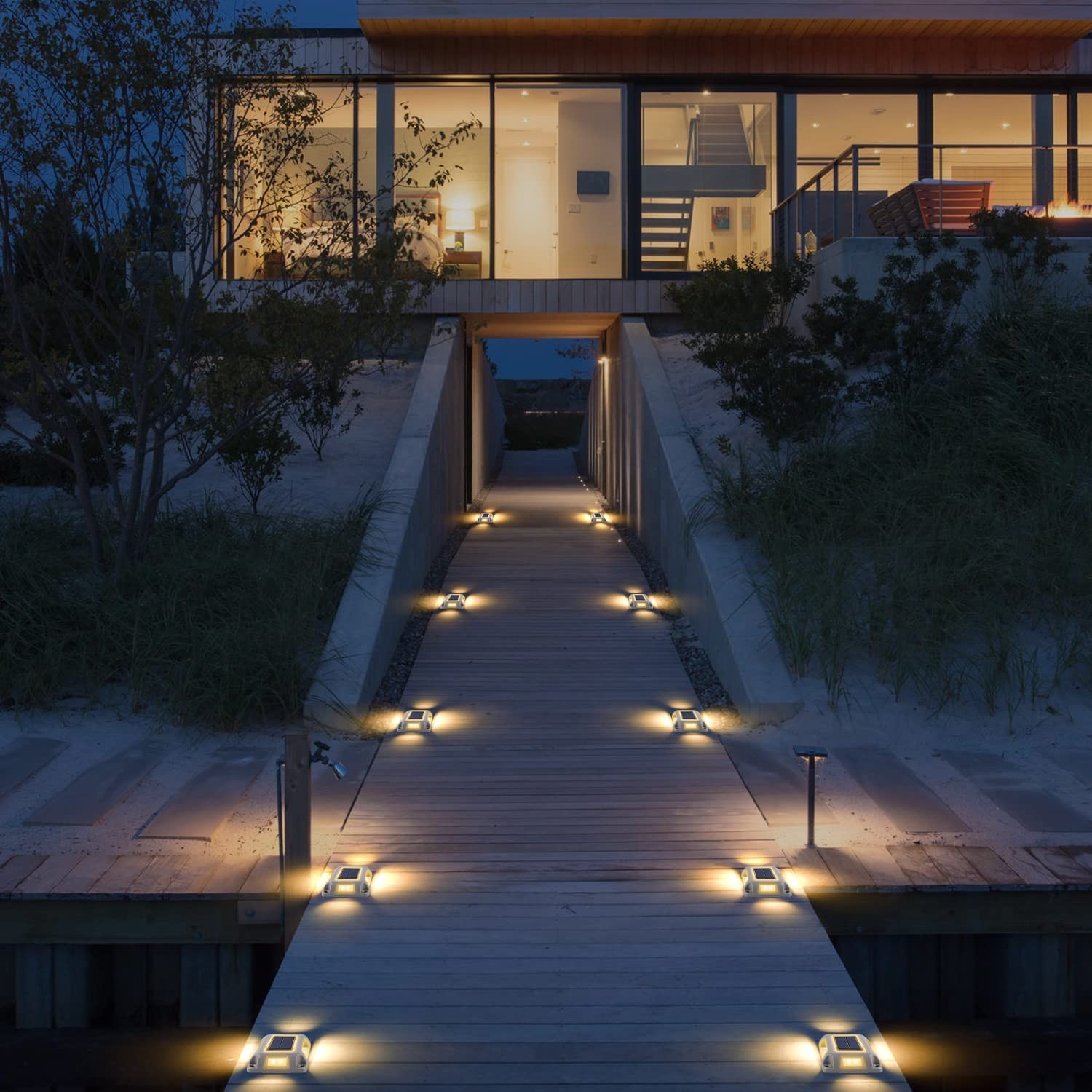T-SUN Solar Dock Lights, Solar Driveway Lights Outdoor, 12 Pack LED Ground Dr…