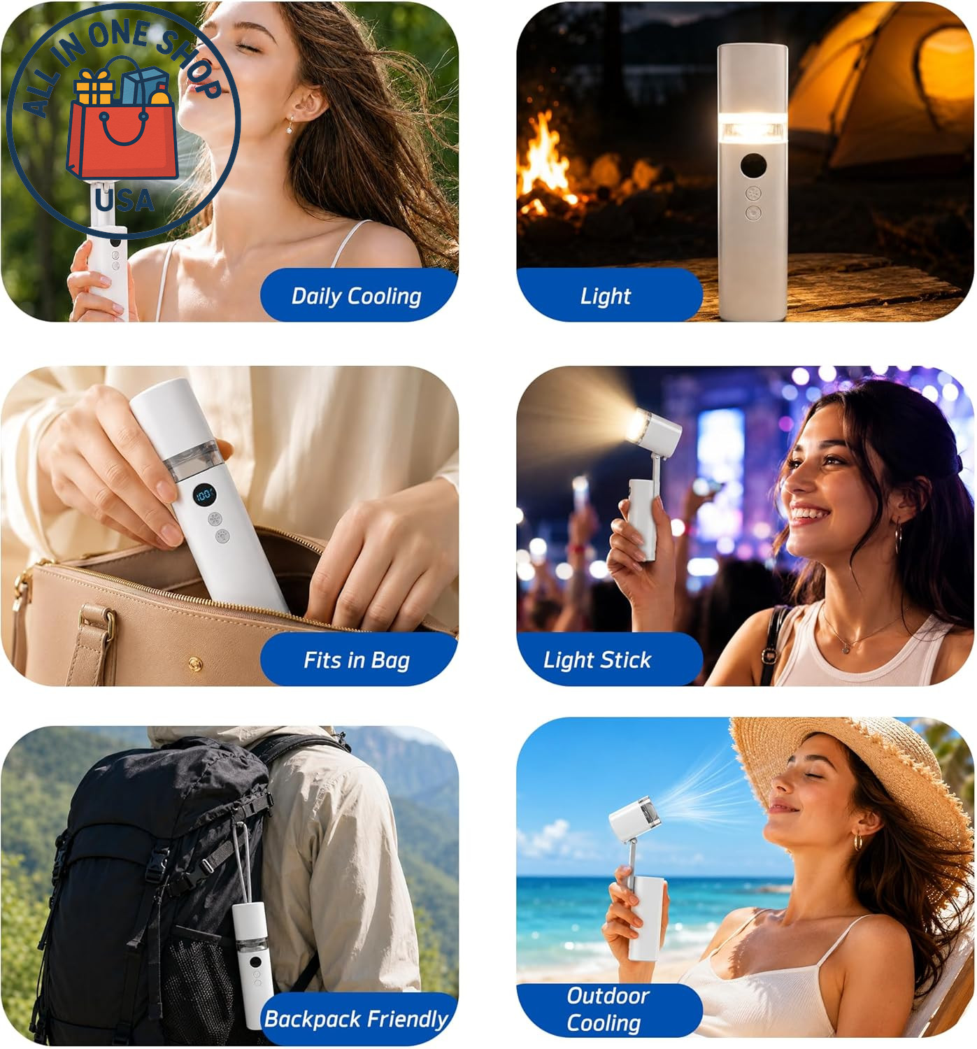 Portable Handheld Fan with Stepless Speed Control and Rechargeable Battery