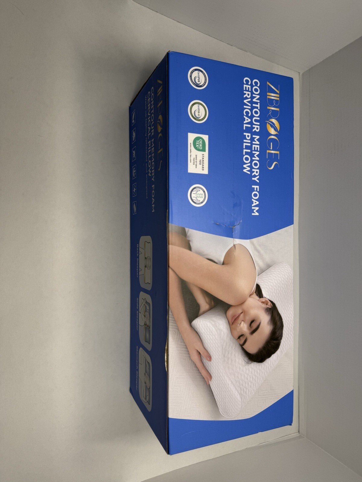 Zibroges Contour Memory Foam Cervical Pillow Ergonomic Adjustable 23.6×14.2in