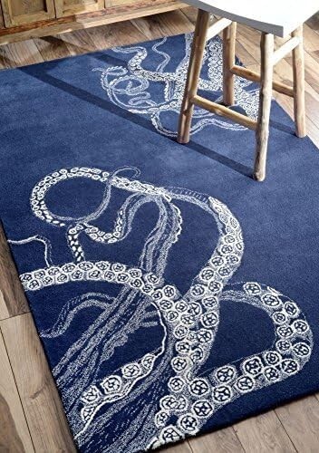 Octopus New Blue Color Tufte Woolen Area Rugs Perfect for Any Room