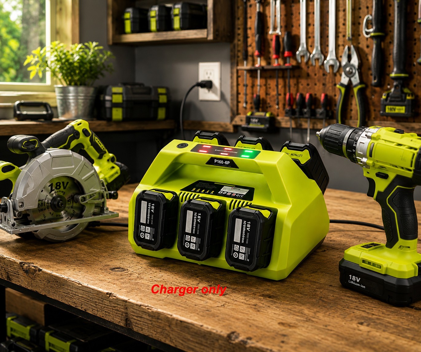 6 Port Fast Battery Charger Compatible with Ryobi 18V P135 PCG005 P118 P108 P190