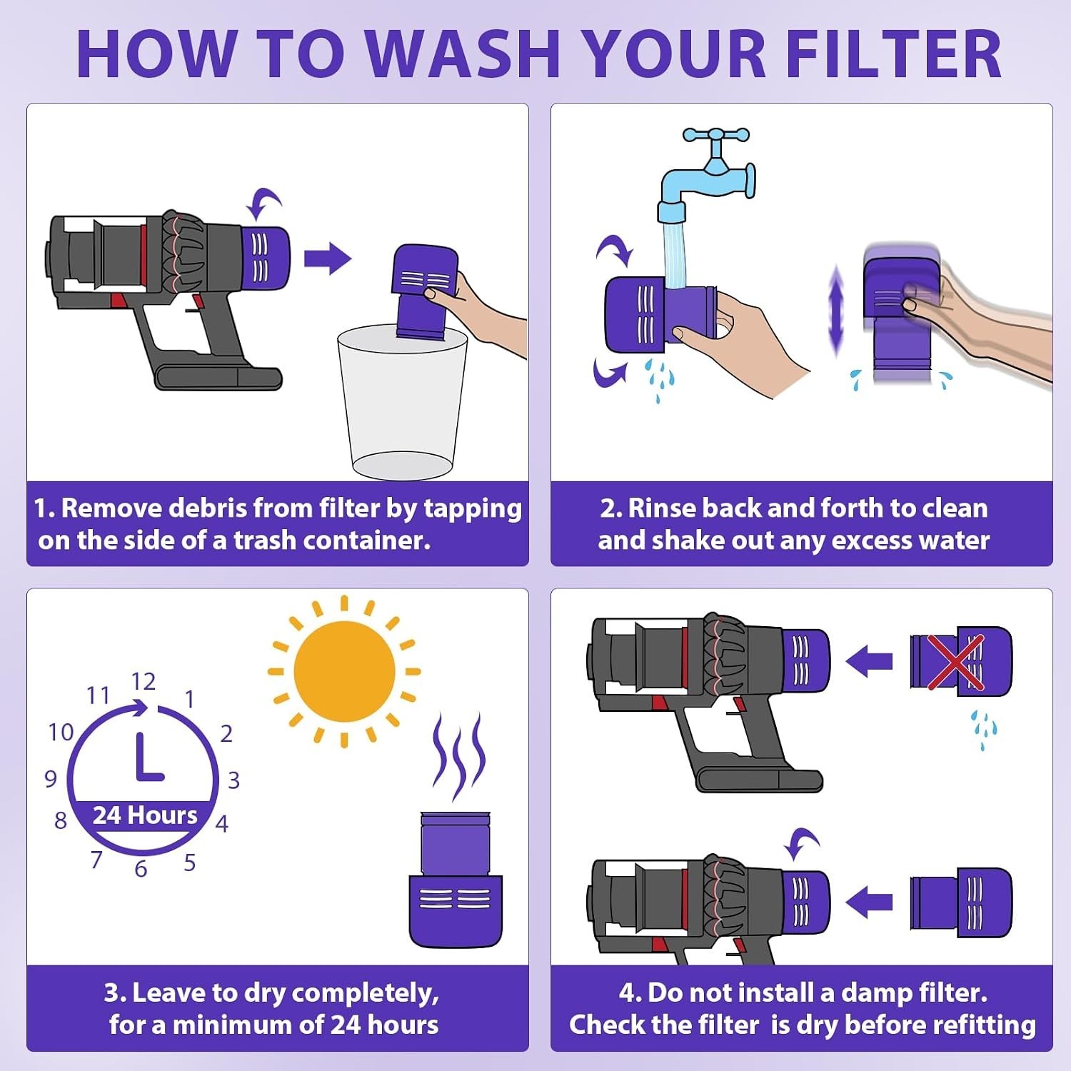 Replacement Filter Dyson V11 Animal, V11 Torque Drive V15 Detect Vacuum [3 Pack]