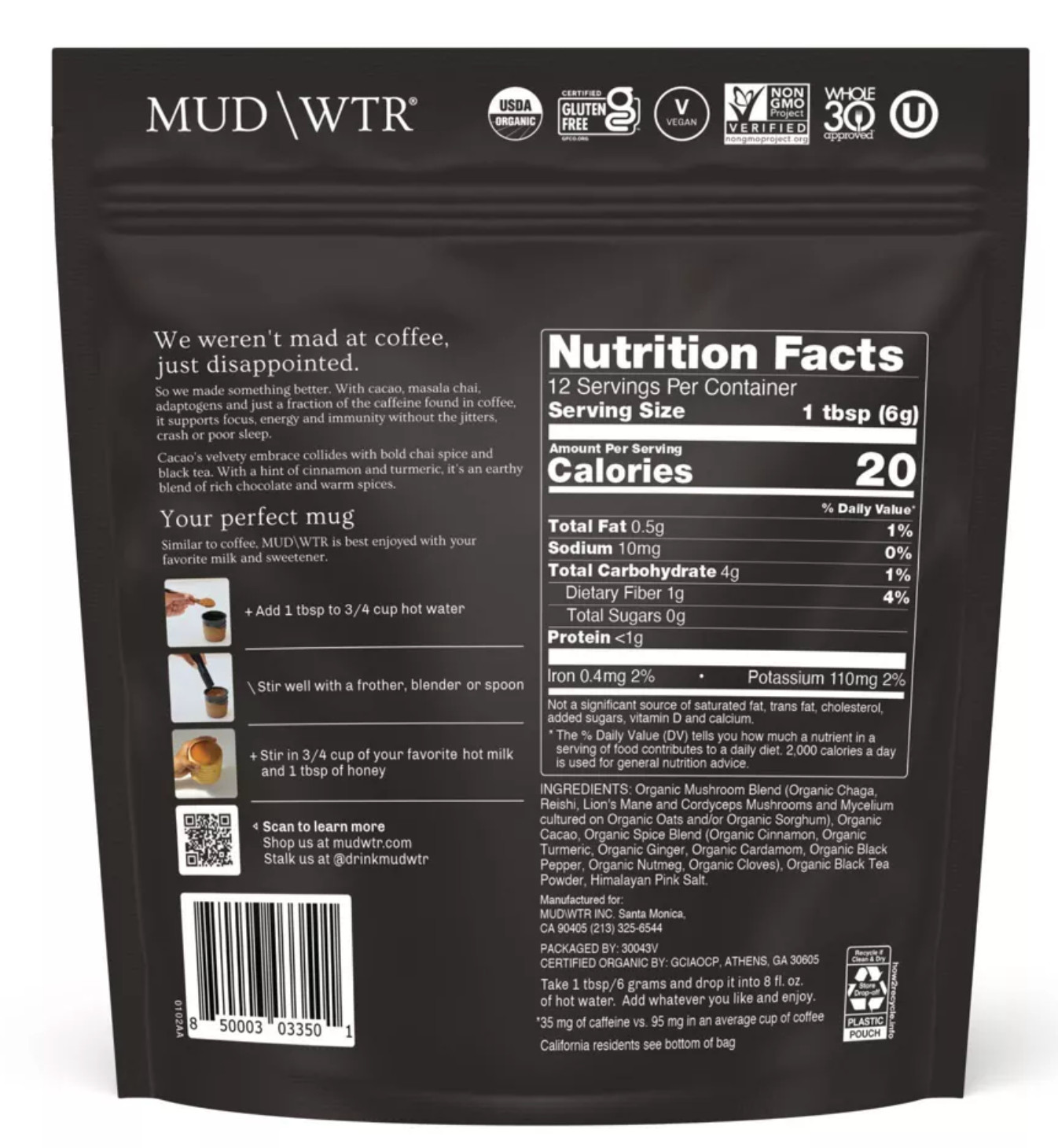MUD WTR Original Organic Mushroom Superfunctional Coffee Alternative – 2.5oz