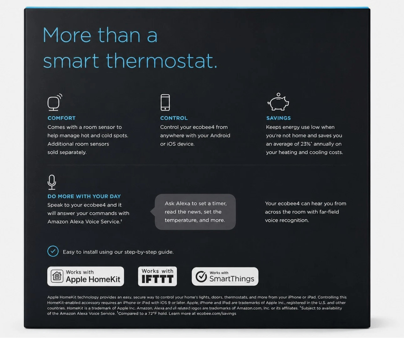ecobee4 Smart Thermostat EB-STATE4-01 WiFi Alexa Voice