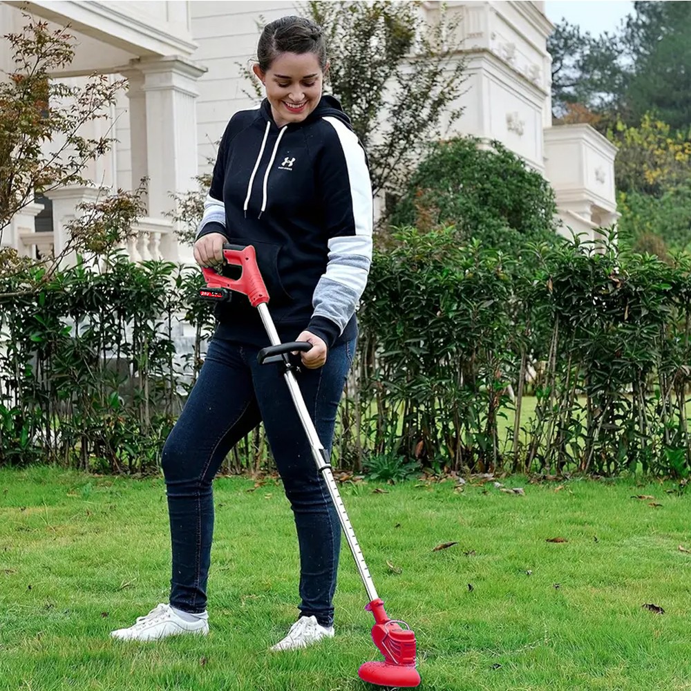 21V Electric Cordless Grass Trimmer Strimmer Garden Edger Cutter w/ 2 Battery
