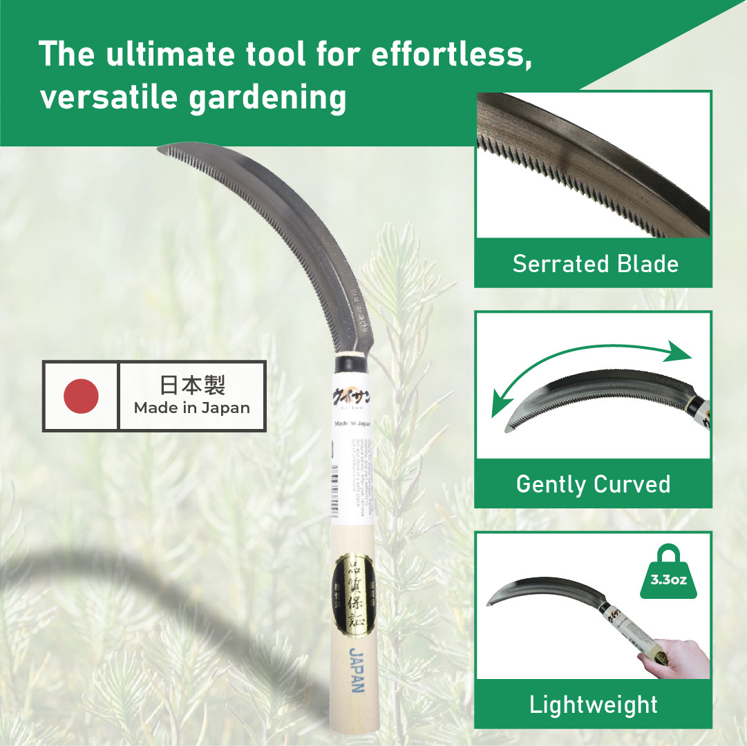 KUISUN Japanese Serrated Sickle for Gardening – Compact & Lightweight