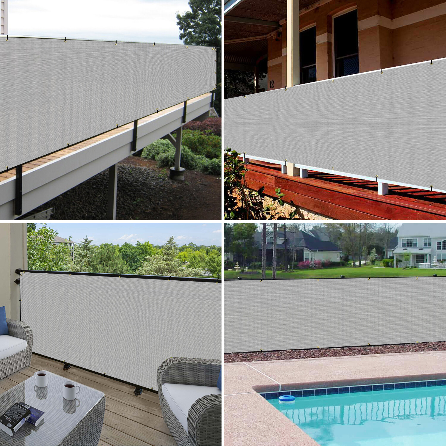 35in Gray Privacy Balcony Screen Fence Screen Patio Deck Fabric Shade Net Cover