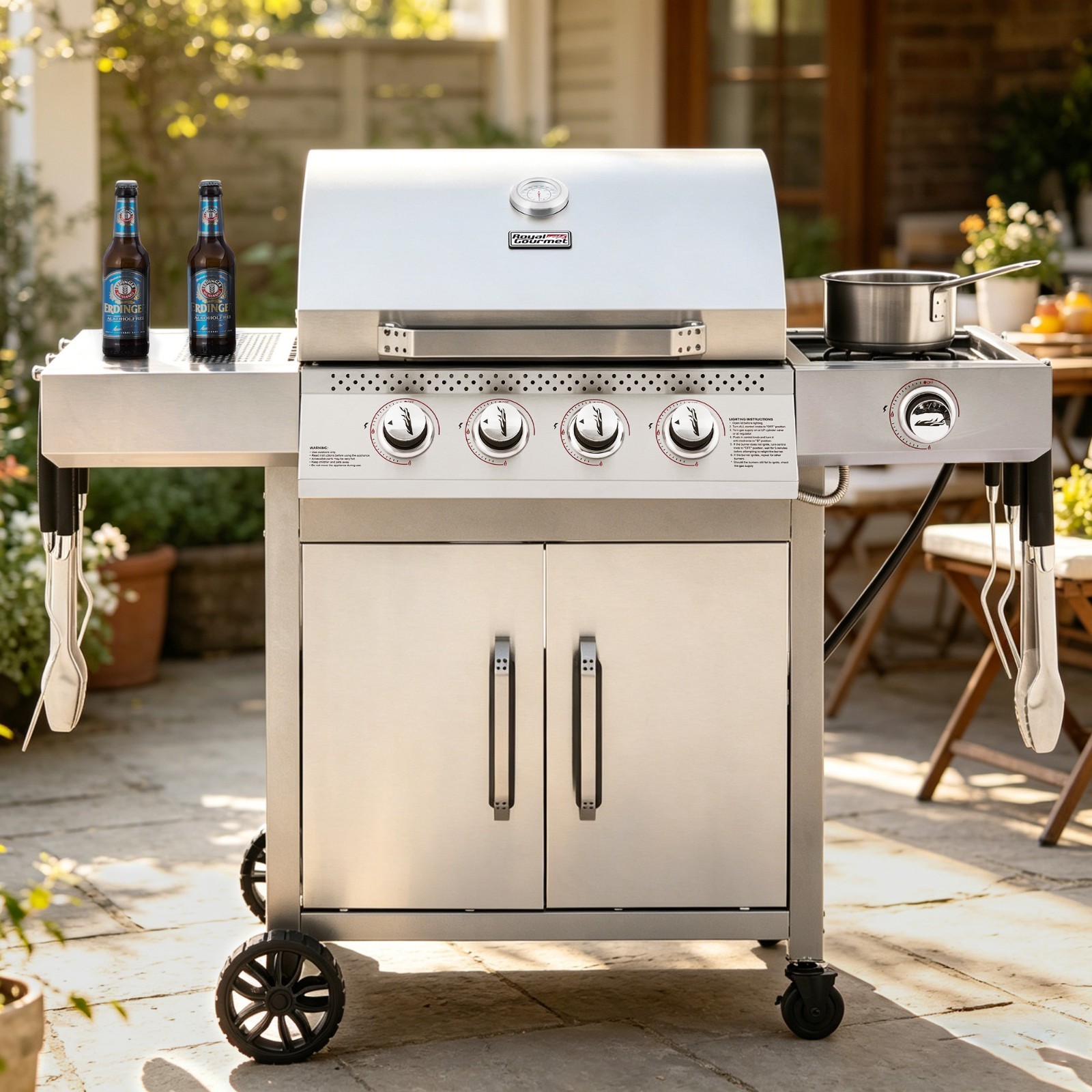 Royal Gourmet 4-Burner Gas Grill with Side Burner,49000 BTU for Backyard Cooking