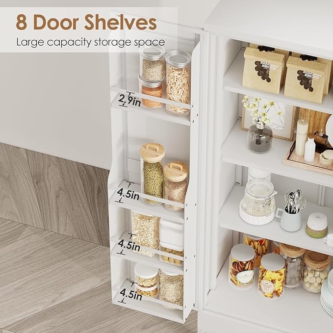 Metal Kitchen Pantry Cabinet, 47″ Freestanding Storage Cupboard with Adjustable