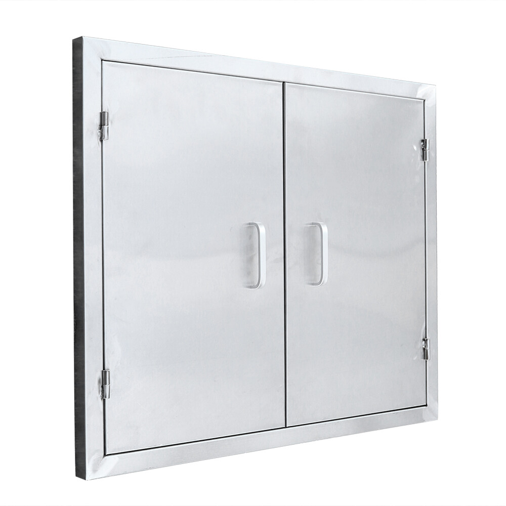 Stainless Steel Double Doors Access Outdoor Kitchen Island Door Drawer BBQ Grill