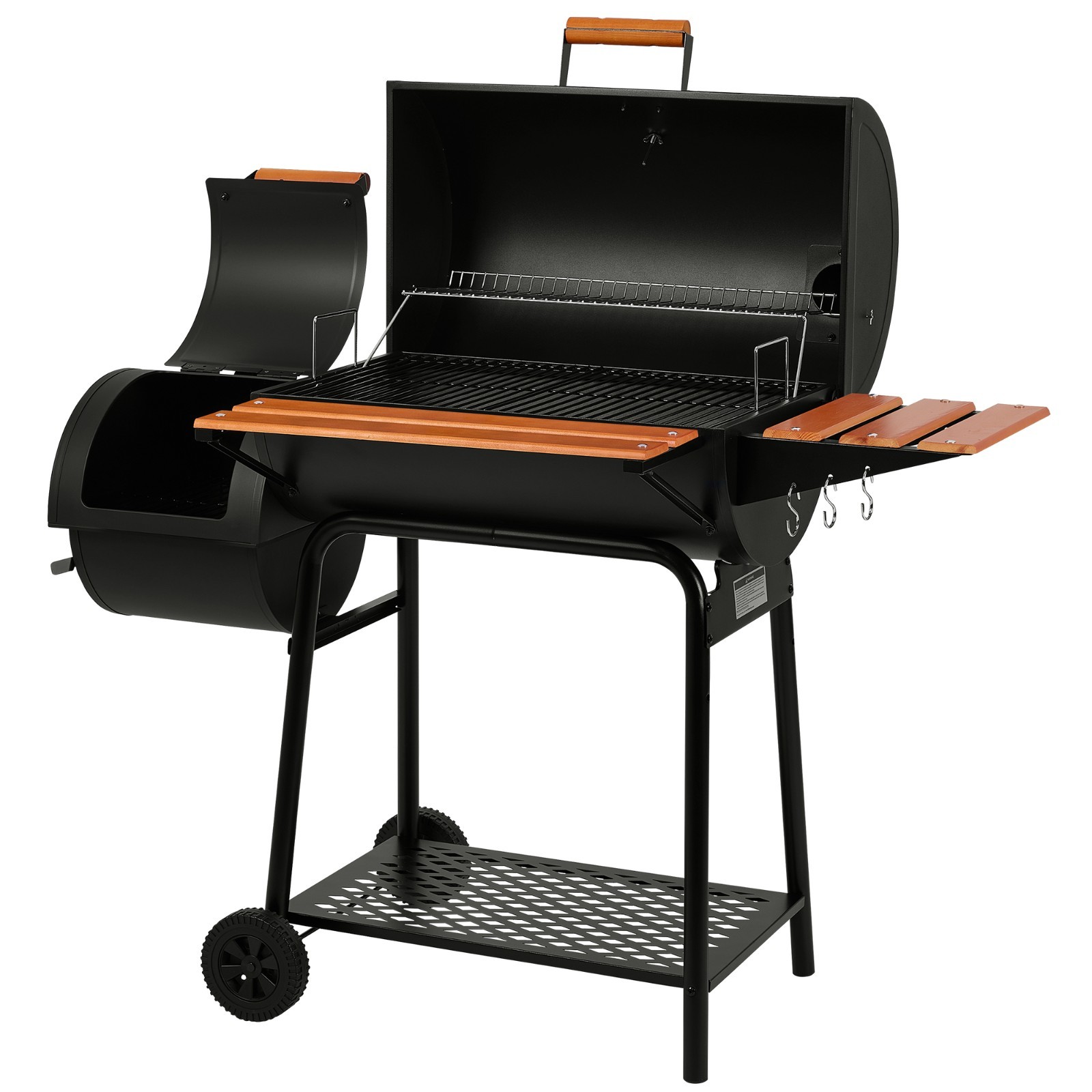 Royal Gourmet Charcoal Grill with Offset Smoker,Side Table and Front Table,Black