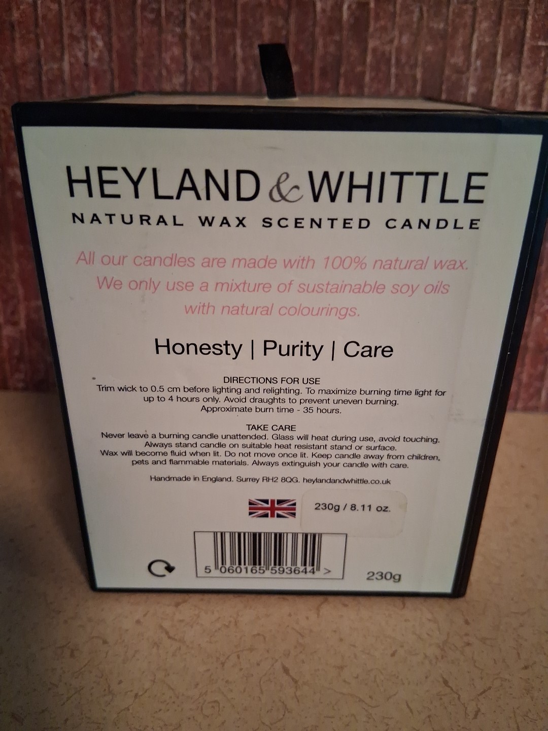 HEYLAND & WHITTLE England Luxury Scented Candle NEROLI & ROSE 230g 8.11 Oz NEW