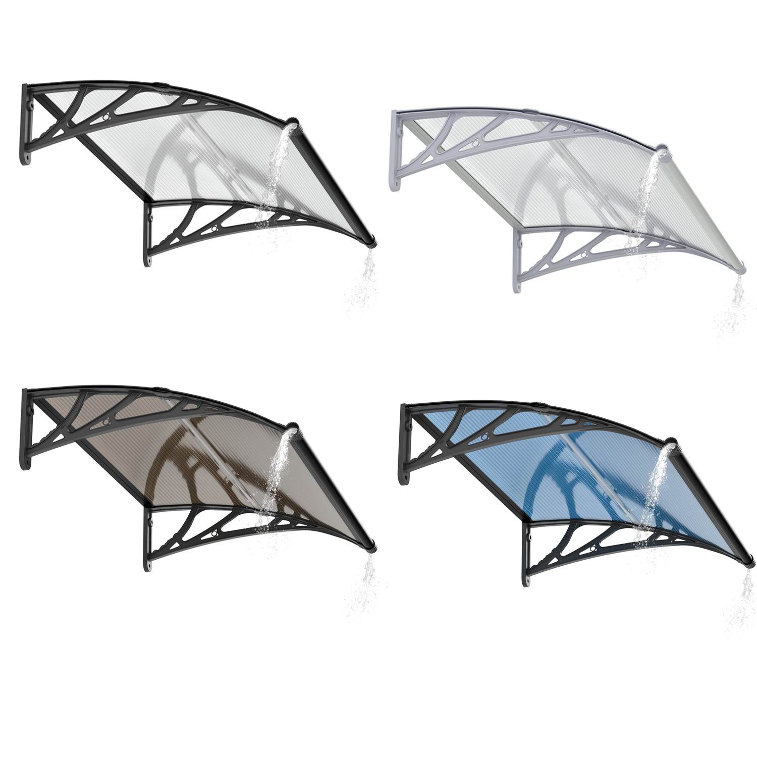 Large Sink Window Awning Door Eaves Canopy Polycarbonate Roof Cover for Patio US