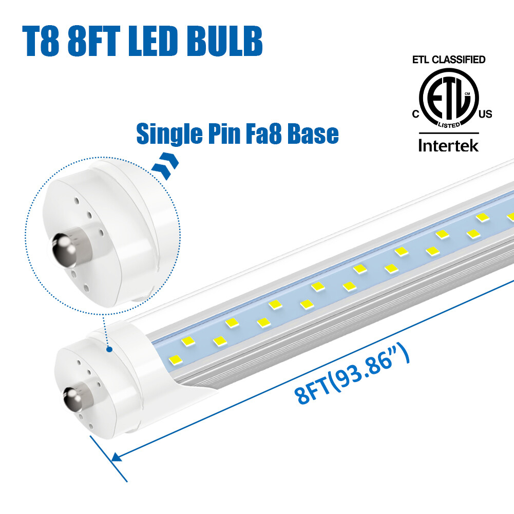T8 8FT LED Shop Light Bulbs 45W 72W 120W Single Pin FA8 8 Foot LED Shop Lights