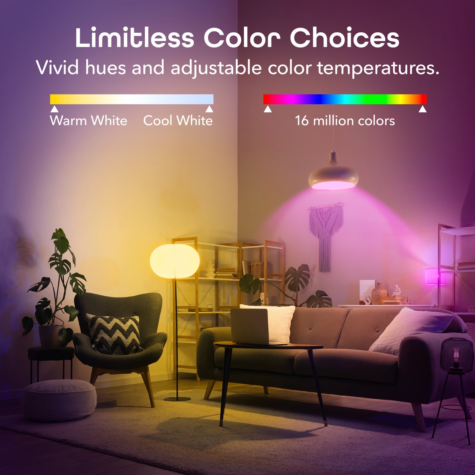Geeni A19 Smart LED Bulbs 6-Pack | Alexa Google, Color + White Wi-Fi