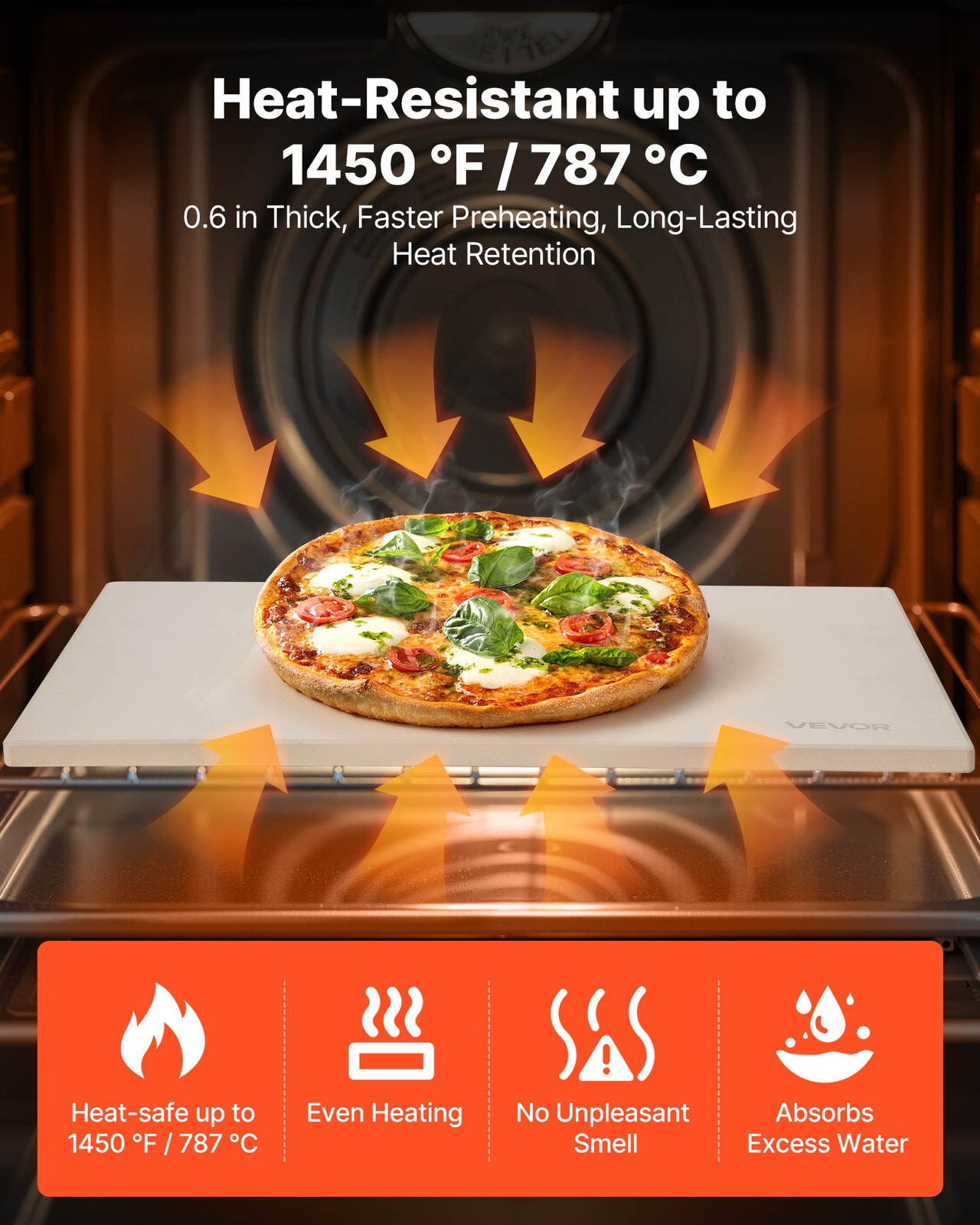 VEVOR Pizza Stone 20 x 14 in Rectangular Cordierite Stone for Baking Pizzas