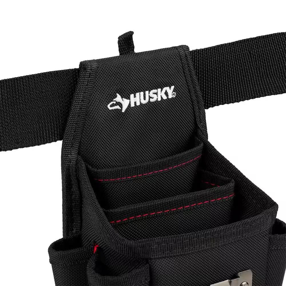 Husky 6.7 In. Black 3-Pocket Utility Tool Belt Pouch