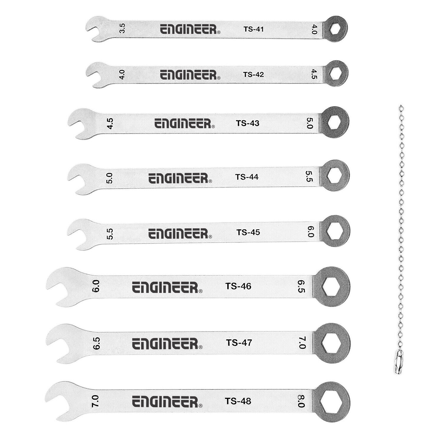 SUPER SLIM METRIC SPANNER SET stainless, small sizes thin slender ENGINEER TS-04