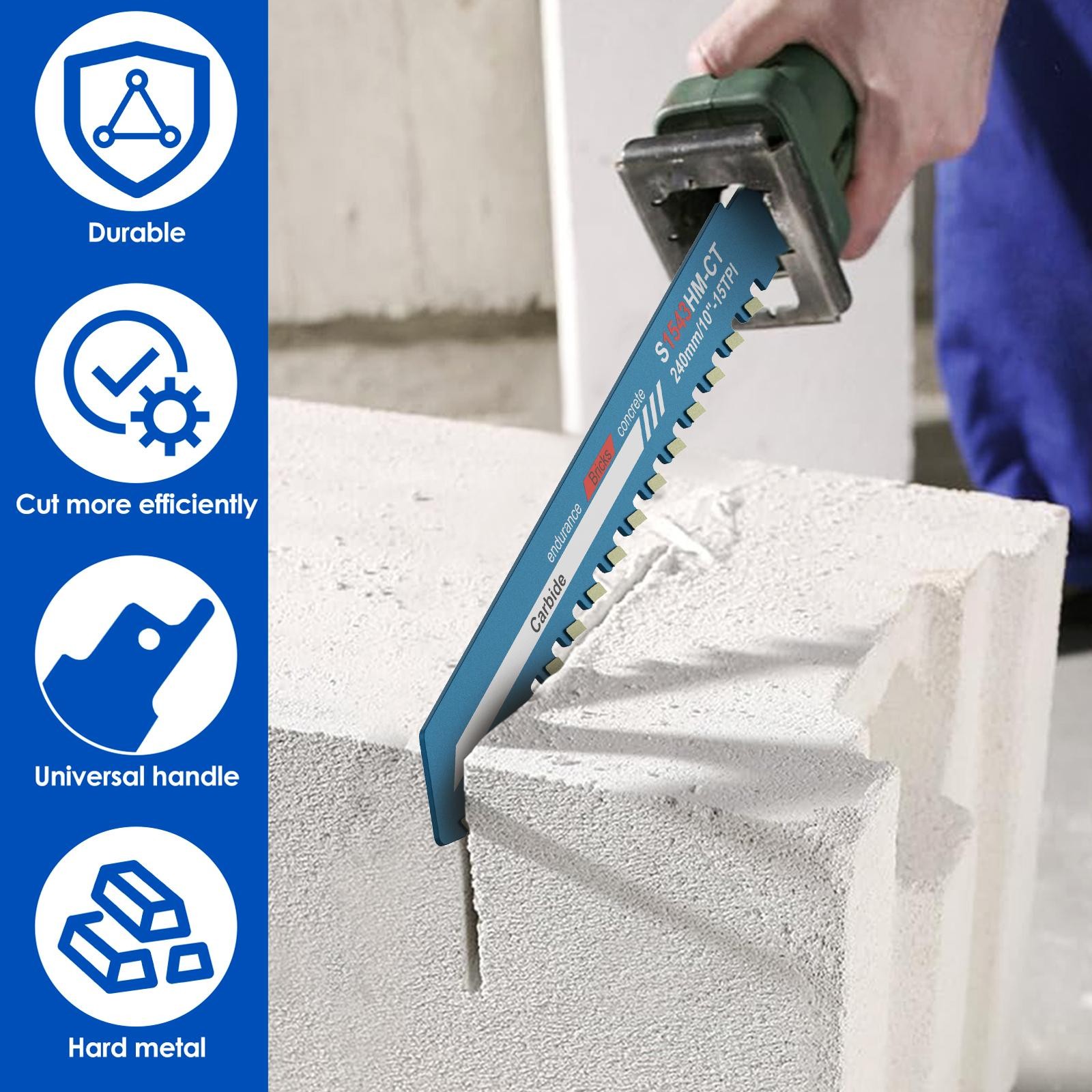 NEW 10-20″ Reciprocating Saw Blades Set Alloy Steel for Brick Concrete Cutting