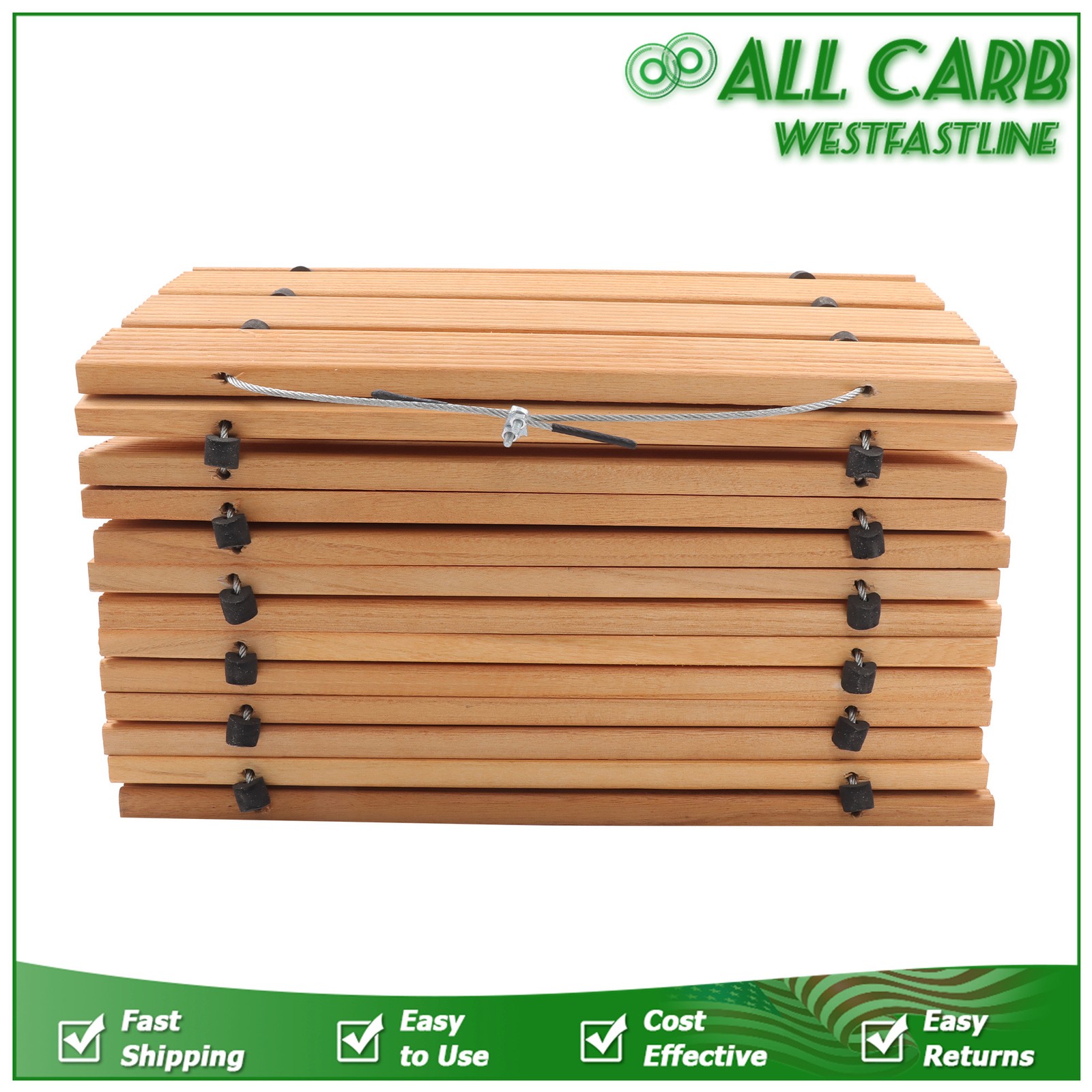 12ft Lx17 in W Straight Wooden Garden Pathway Roll Out With Wire Rope Connection