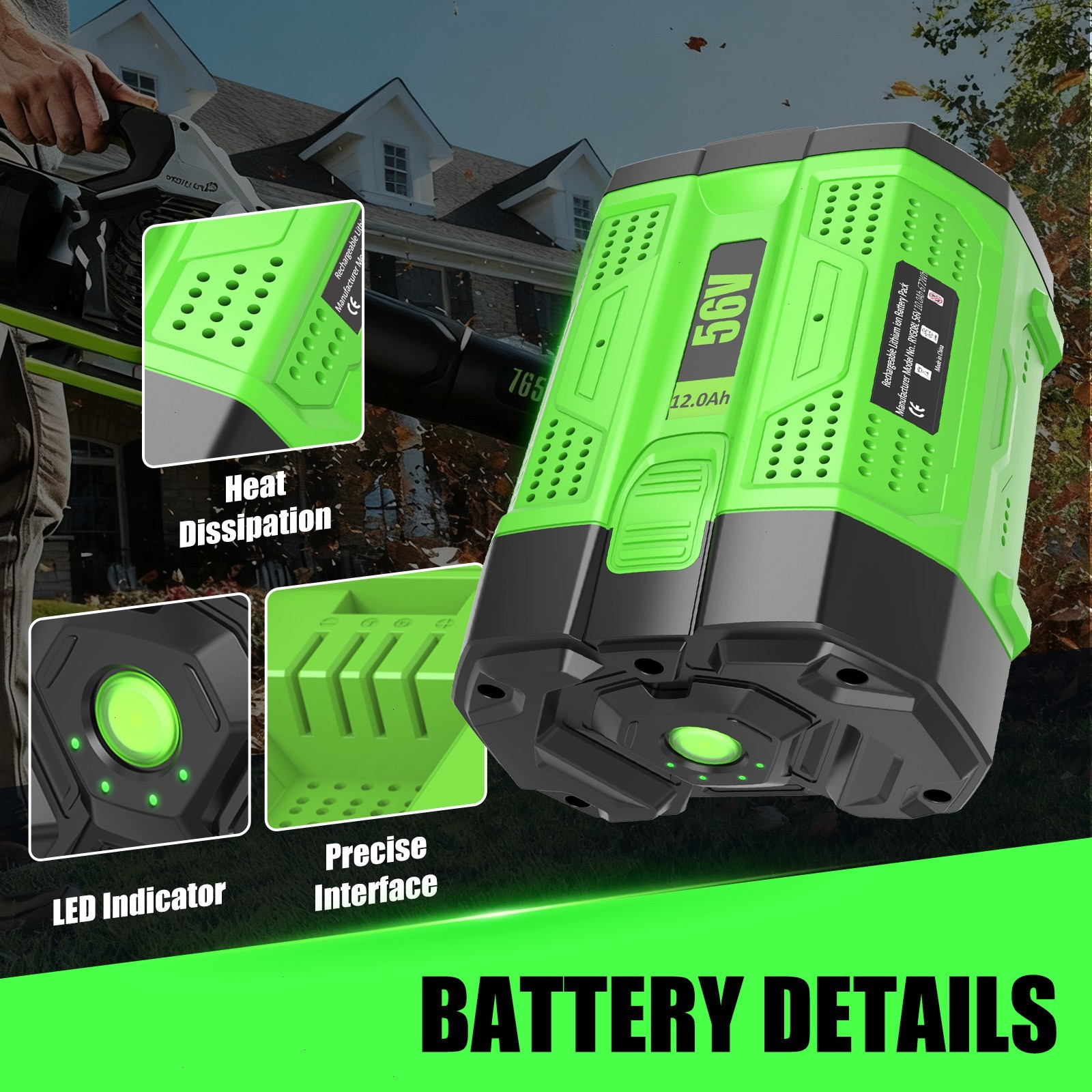 Genuine EGO POWER+ BA2800T 56V 12.0 Ah Lithium-ion Battery Upgrade Fuel Gauge