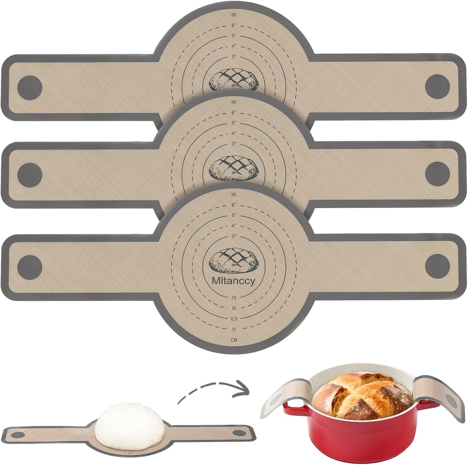 3 PCS Silicone Bread Sling for Dutch Oven Liners, Non Stick & Easy to Clean S…