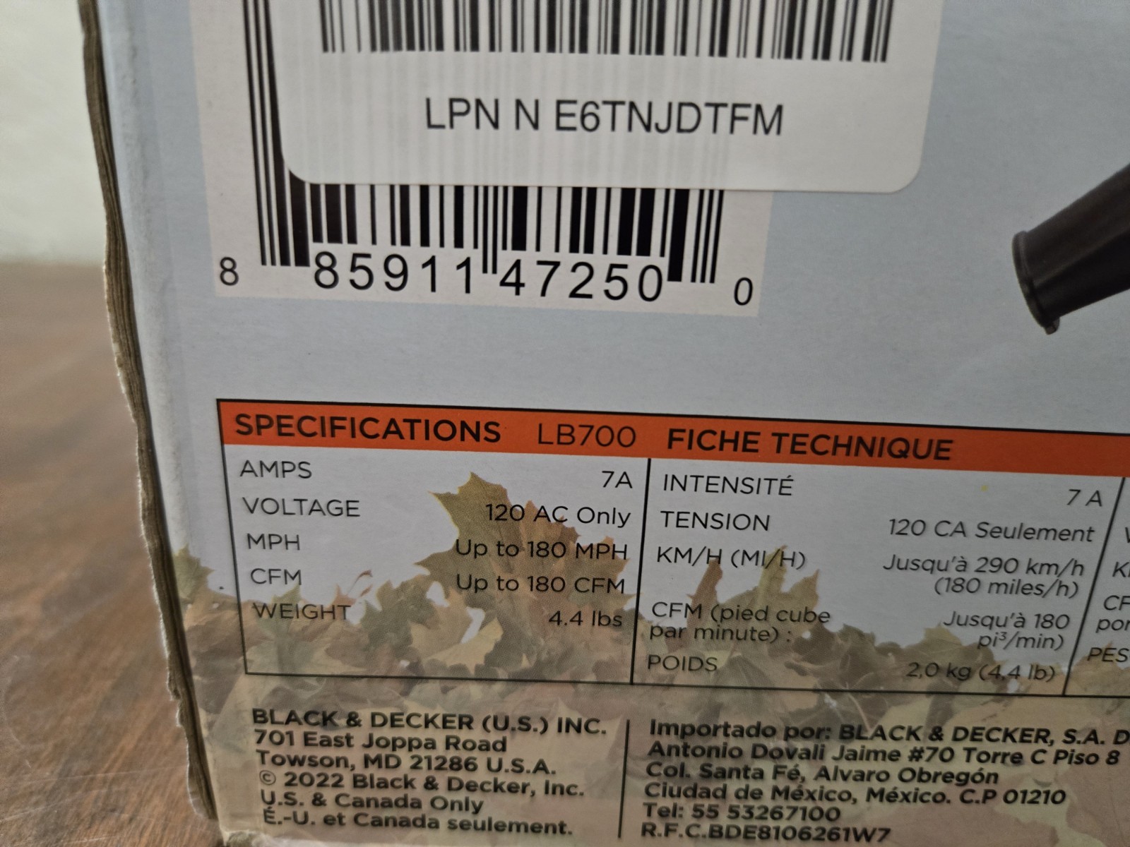 BLACK+DECKER LB700 7 Amp Corded Electric Leaf Blower 180 MPH Lawn Yard