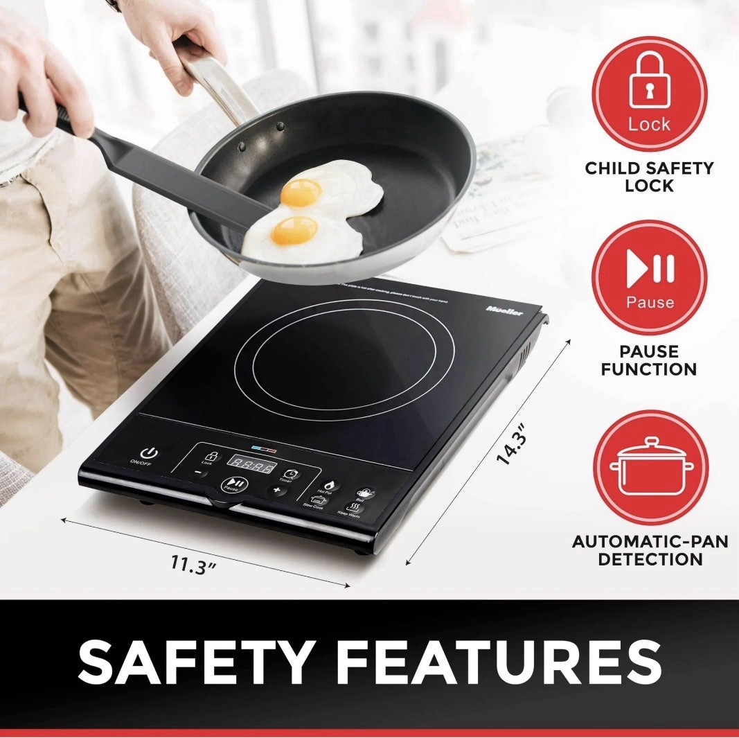 Mueller RapidTherm 1800W Portable Induction Cooktop Countertop Burner Hot Plate