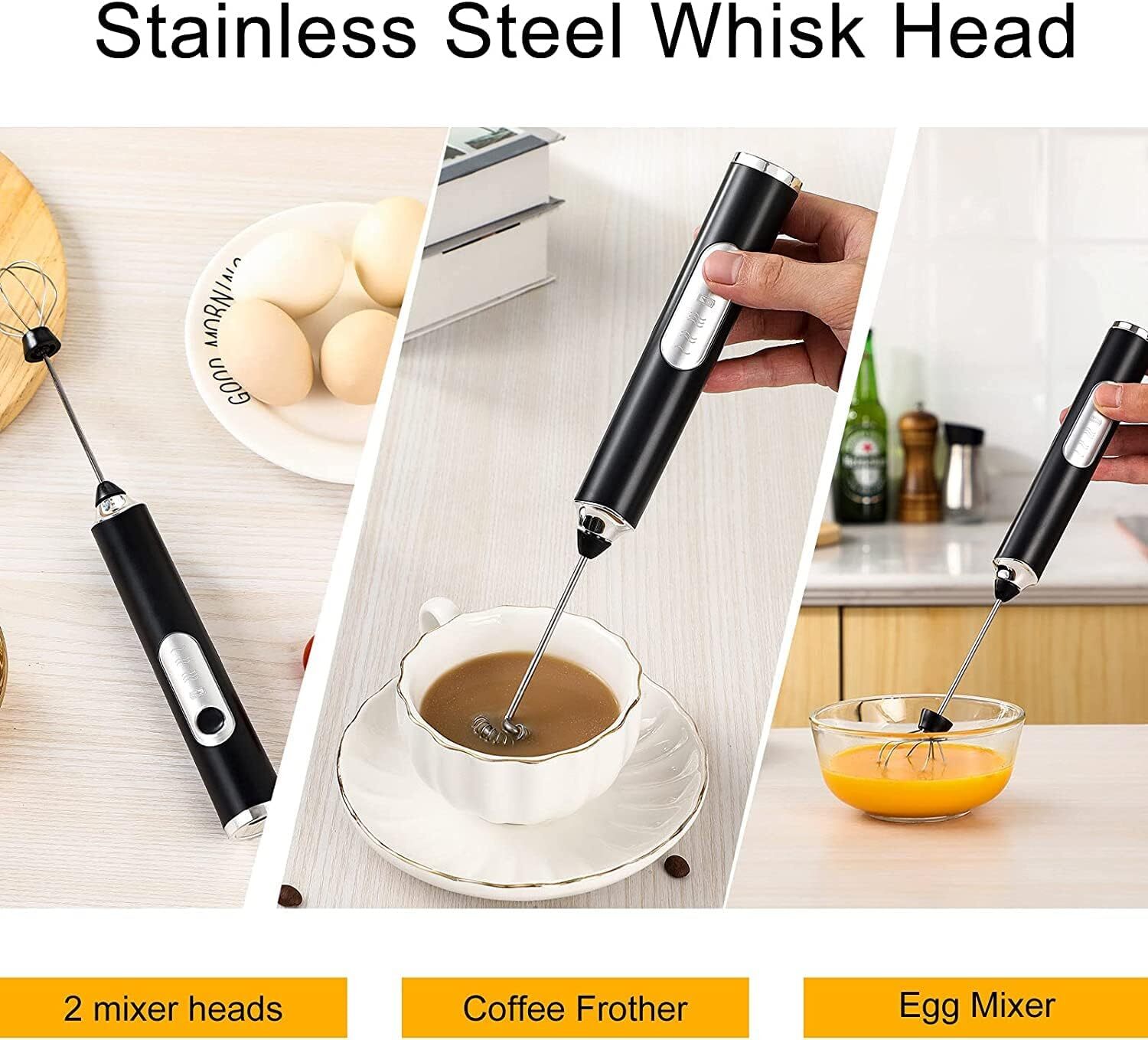Electric Milk Frother Handheld Whisk Mixer Stirrer Coffee Egg USB Rechargeable
