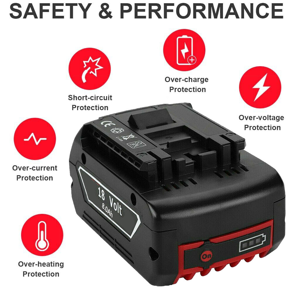 2PACK 18V Battery For Bosch 18 VOLT 8.0AH Li-ion BAT609 BAT610G BAT618 24618-01