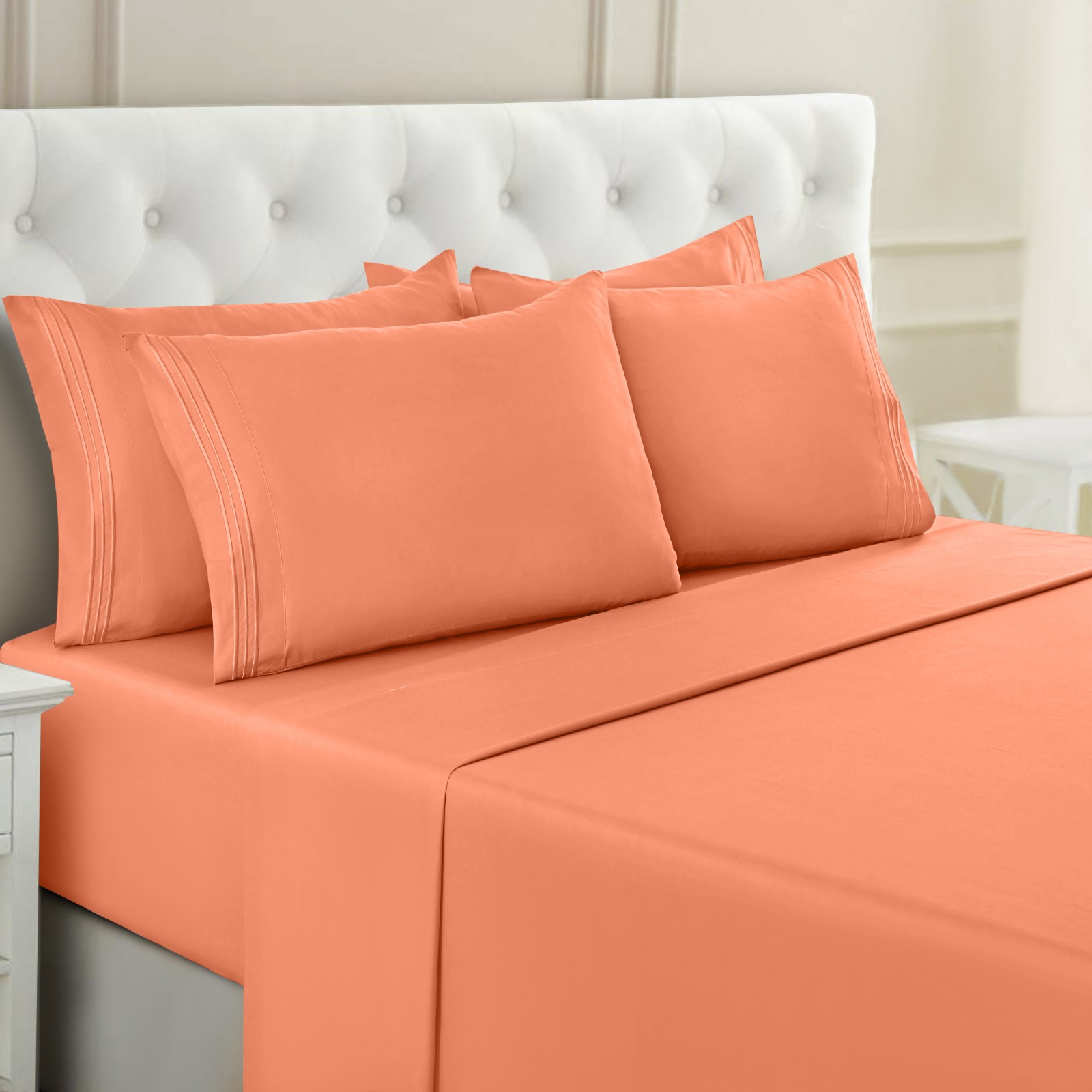 1800 Series 6 Piece Bed Sheet Set Soft Deep Pocket Twin King Queen Full Sheets
