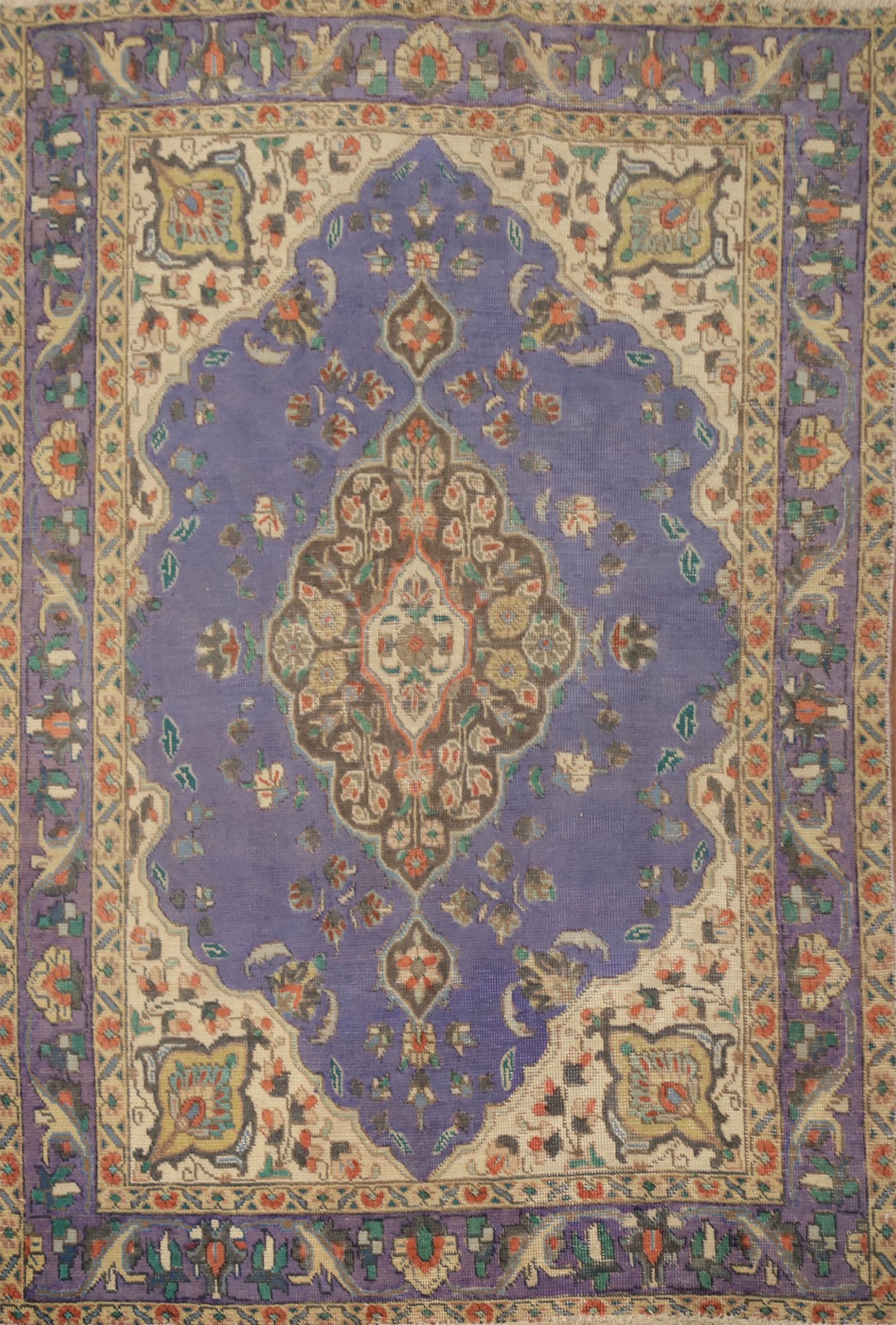 Purple Vintage Rug 5×6 Hand-knotted Wool Traditional Floral Carpet for Any Room