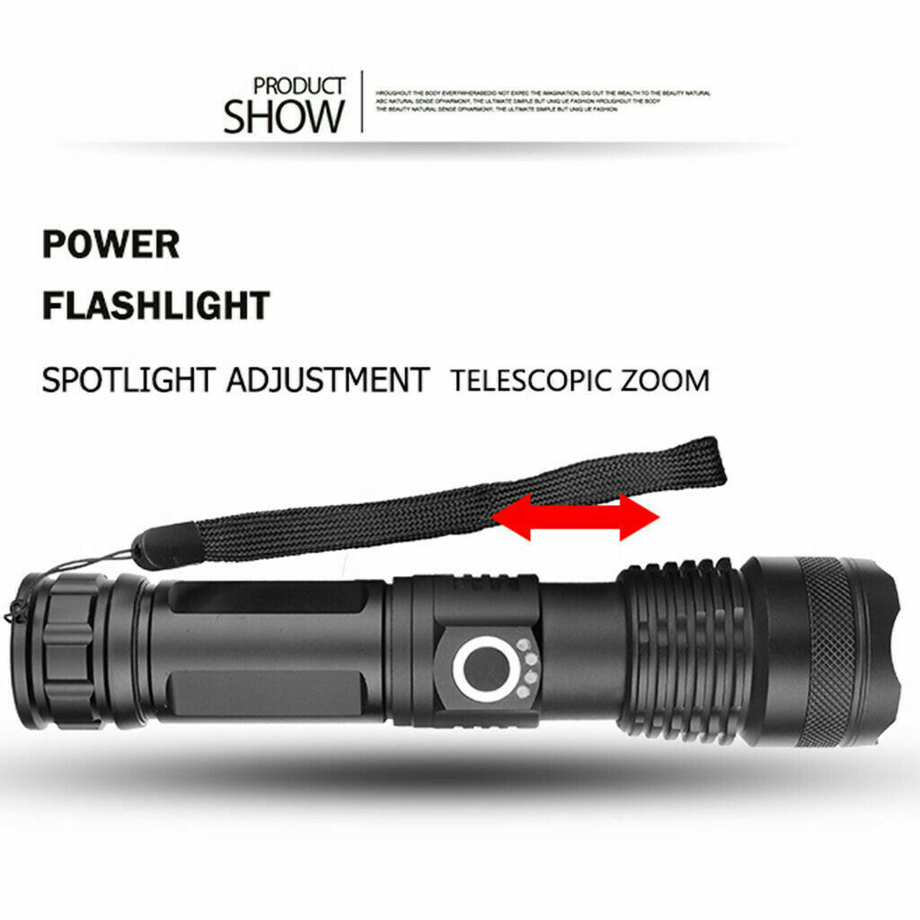 Rechargeable 990000LM LED Flashlight Tactical Police Super Bright Torch Zoomable
