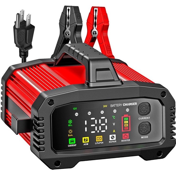 Fully Automatic Battery Charger, 25A 2/8/20/25 Amp 12V/24V LiFePO4 Lead Acid