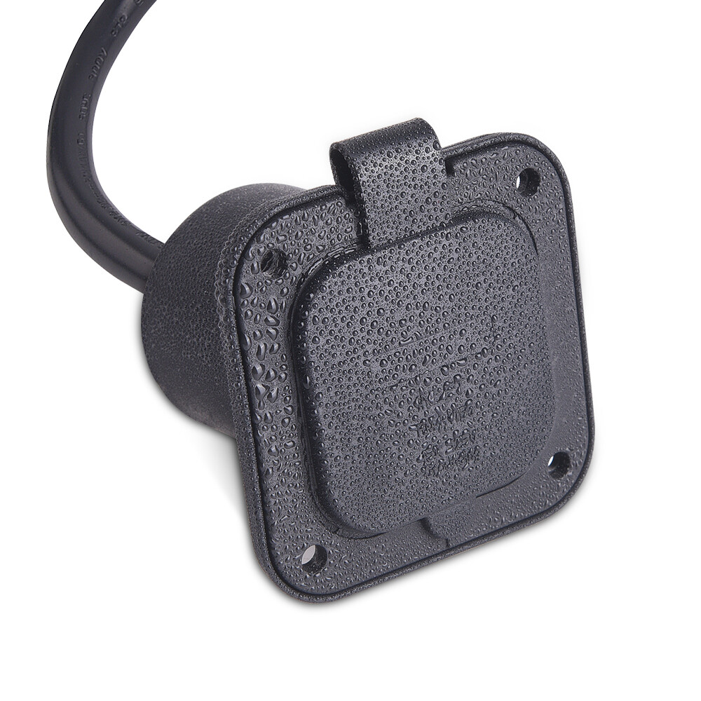 110-125V 15A AC RV Marine Power Inlet Port Plug 18″ Extension Cord Trailer Plug