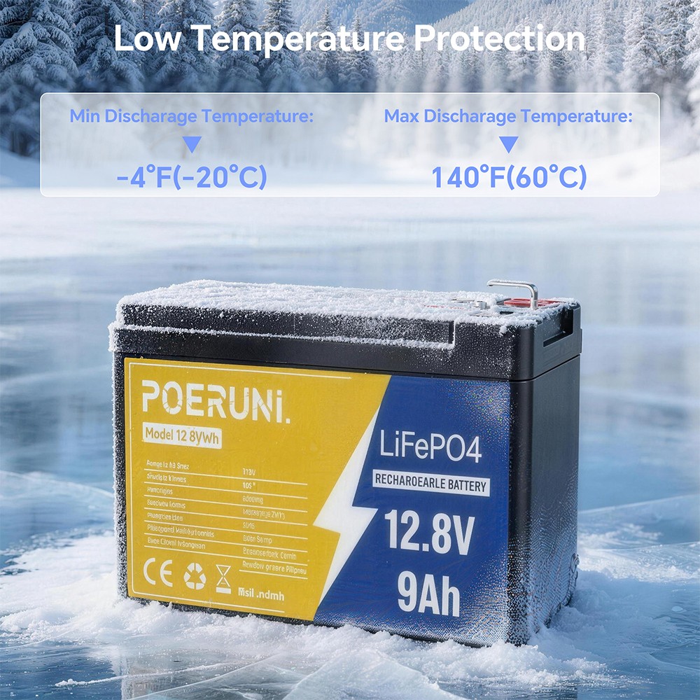 12V 9Ah LiFePO4 Lithium Battery Built-in BMS Deep 5000+ Cycle For Solar Power RV