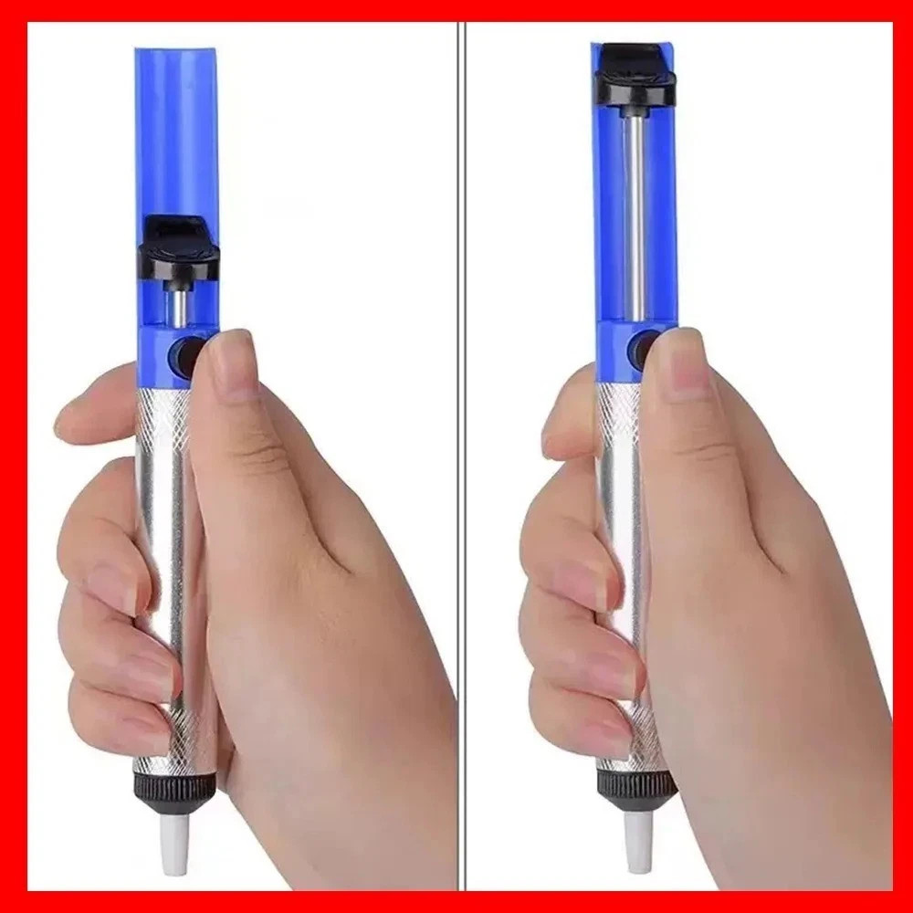 Metal Desoldering Pump Sucker Solder Irons Removal Remover Tool Blue Silver