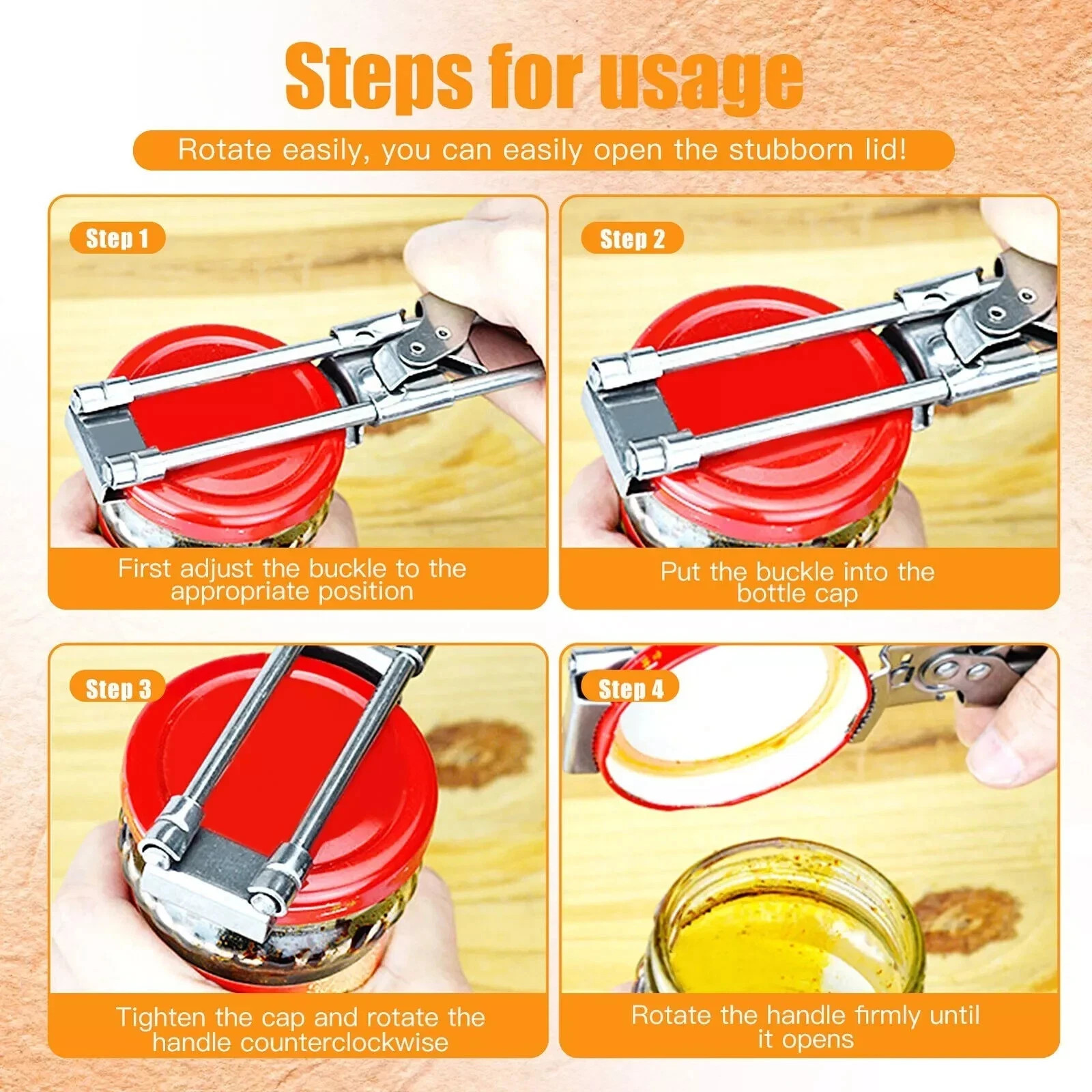 Master Opener– Adjustable Multifunction Jar & Bottle Opener Stainless Steel Tool